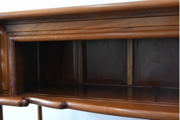 和製ビンテージ　未使用　展示品　総欅(ケヤキ)材　赤みがかった色味が素敵な茶棚(飾り棚、違い棚、収納棚、戸棚、ヴィンテージ)(R-076272)