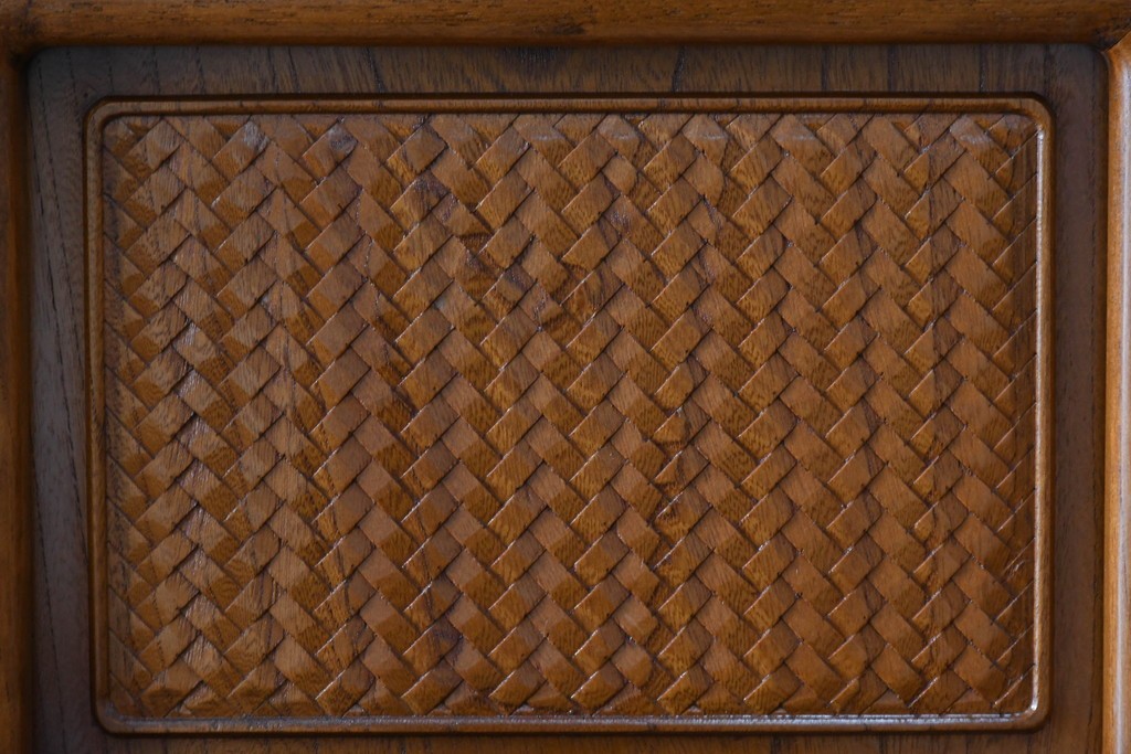 和製ビンテージ　未使用　展示品　総欅(ケヤキ)材　赤みがかった色味が素敵な茶棚(飾り棚、違い棚、収納棚、戸棚、ヴィンテージ)(R-076272)