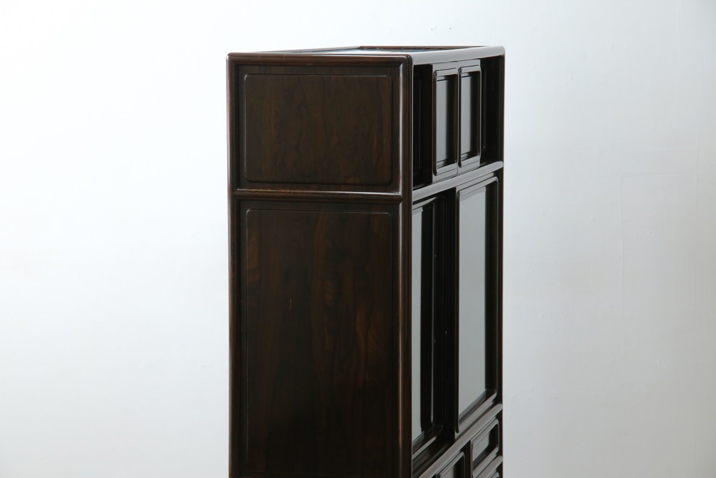 和製ビンテージ　未使用　展示品　シャム柿(ジリコテ)材　艶のある木肌が美しい茶箪笥　(R-076273)