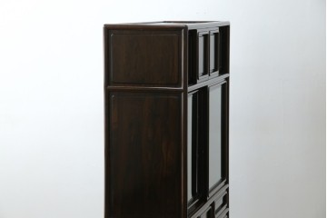 和製ビンテージ　未使用　展示品　シャム柿(ジリコテ)材　艶のある木肌が美しい茶箪笥　(R-076273)