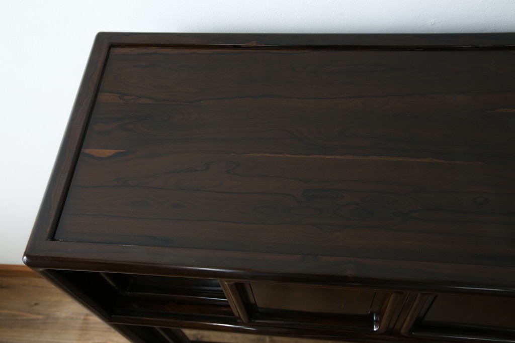 和製ビンテージ　未使用　展示品　シャム柿(ジリコテ)材　艶のある木肌が美しい茶箪笥　(R-076273)