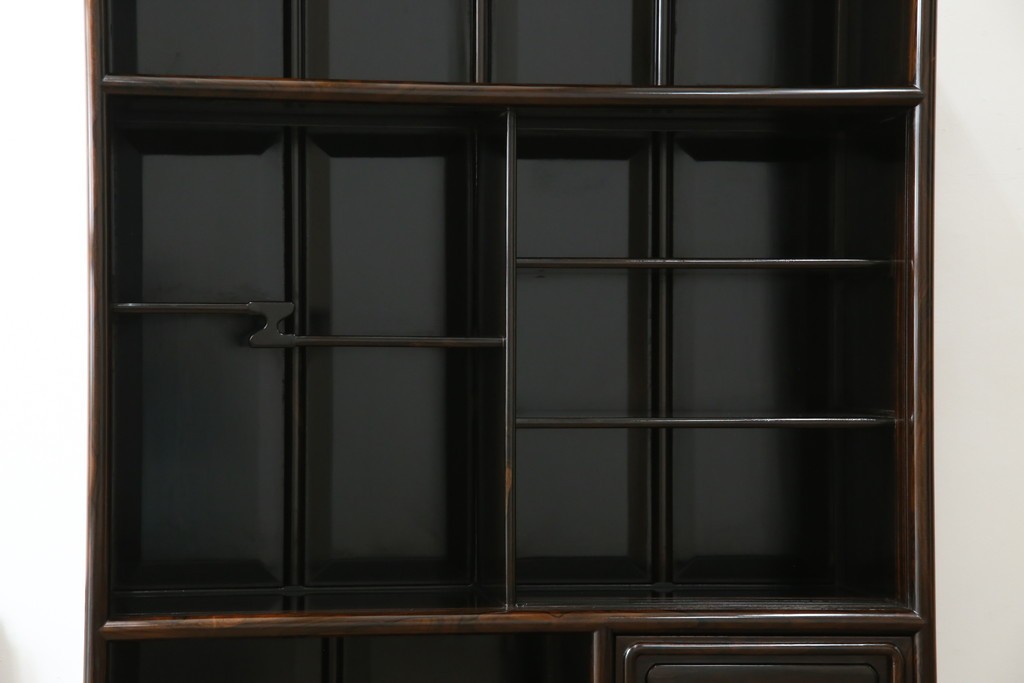 和製ビンテージ　未使用　展示品　シャム柿(ジリコテ)材　艶のある木肌が美しい茶箪笥　(R-076273)