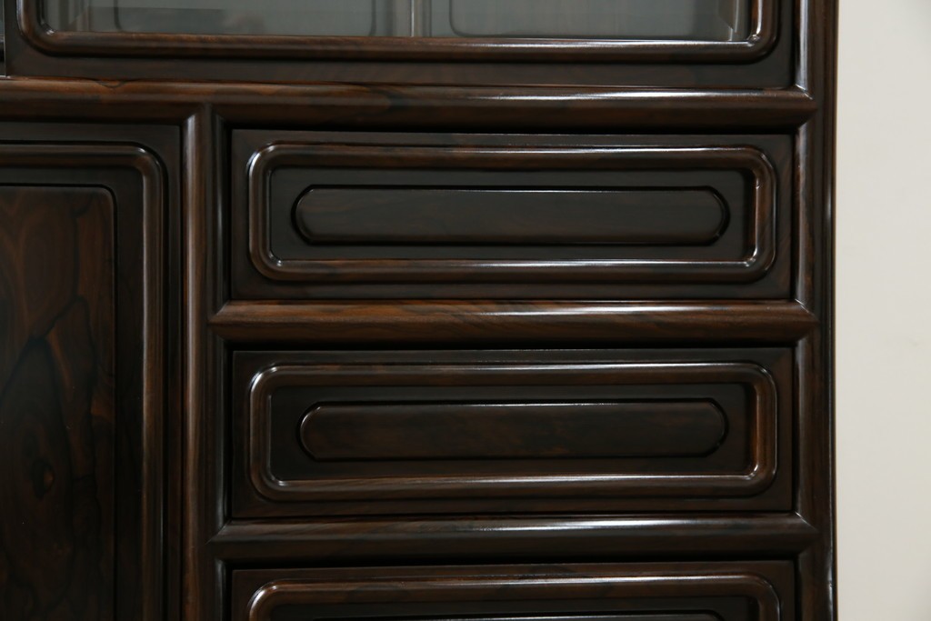 和製ビンテージ　未使用　展示品　シャム柿(ジリコテ)材　艶のある木肌が美しい茶箪笥　(R-076273)