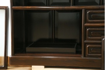 和製ビンテージ　未使用　展示品　シャム柿(ジリコテ)材　艶のある木肌が美しい茶箪笥　(R-076273)