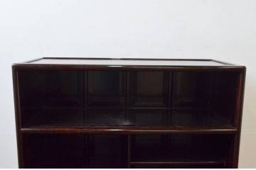和製ビンテージ　未使用　展示品　シャム柿(ジリコテ)材　艶のある木肌が美しい茶箪笥(茶棚、食器棚、水屋箪笥、収納棚、戸棚、ヴィンテージ)(R-076273)