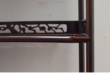 和製ビンテージ　未使用　展示品!!　シャム柿(ジリコテ)材　艶のある深い木の色味が魅力的な飾り棚(違い棚、茶棚、戸棚、収納棚、ヴィンテージ)(R-076274)