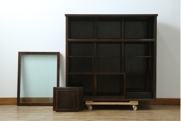 和製ヴィンテージ　未使用展示品　シャム柿(ジリコテ)材　個性的な木目が味わい深い茶箪笥　(R-076275)