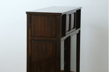 和製ヴィンテージ　未使用展示品　シャム柿(ジリコテ)材　個性的な木目が味わい深い茶箪笥　(R-076275)