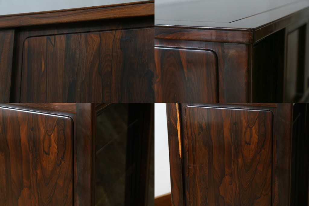 和製ヴィンテージ　未使用展示品　シャム柿(ジリコテ)材　個性的な木目が味わい深い茶箪笥　(R-076275)