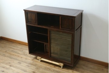 和製ヴィンテージ　未使用展示品　シャム柿(ジリコテ)材　個性的な木目が味わい深い茶箪笥　(R-076275)