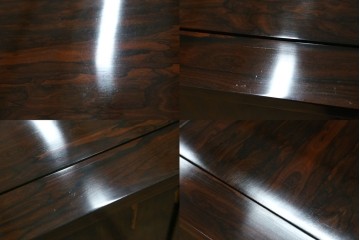 和製ヴィンテージ　未使用展示品　シャム柿(ジリコテ)材　個性的な木目が味わい深い茶箪笥　(R-076275)