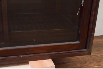 和製ビンテージ　未使用　展示品　シャム柿(ジリコテ)材　独特な木目が目を惹く茶箪笥(収納棚、茶棚、戸棚、水屋箪笥、サイドキャビネット、ヴィンテージ)(R-076275)