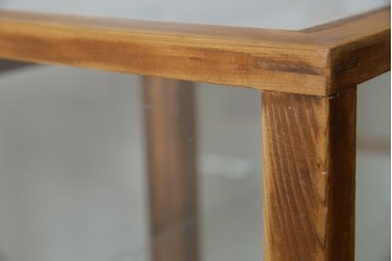 和製アンティーク　昔懐かしい雰囲気漂うシンプルで小振りな脚付きガラスケース(ショーケース)(R-076278)