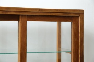 和製アンティーク　昔懐かしい雰囲気漂うシンプルで小振りな脚付きガラスケース(ショーケース)(R-076278)