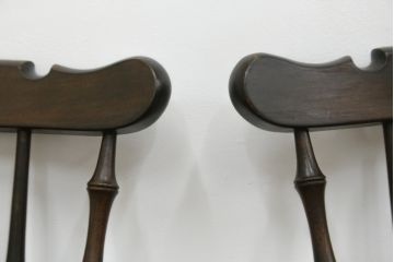 和製ビンテージ　松本民芸家具　上品な佇まいが魅力のSP型スピンドルチェア2脚セット(板座チェア、椅子、イス、ダイニングチェア、ヴィンテージ)(R-076282)