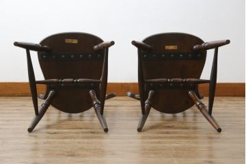 和製ビンテージ　松本民芸家具　上品な佇まいが魅力のSP型スピンドルチェア2脚セット(板座チェア、椅子、イス、ダイニングチェア、ヴィンテージ)(R-076282)