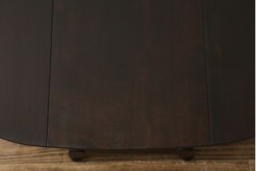 和製ビンテージ　松本民芸家具　凝った脚のデザインが魅力の#83型バタフライテーブル(エクステンションテーブル、ダイニングテーブル、2人掛け、二人掛け、ドロップリーフテーブル、オーバル型、ヴィンテージ)(定価約15万円)(R-076283)