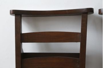 イギリスアンティーク　ニレ材　落ち着いた佇まいが魅力的なチャーチチェア2脚セット(ダイニングチェア、板座チェア、椅子、イス、英国、バラ売り可能)(R-076284)