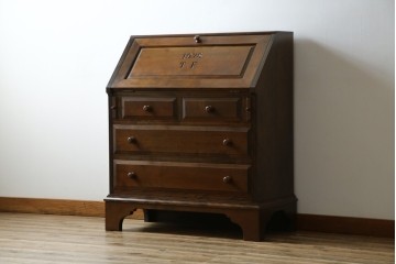 和製ビンテージ　希少!!　松本民芸家具　高島屋記念モデル　落ち着いた佇まいが魅力的なM型ビューロー(ライティングビューロー)　(R-076287)