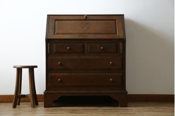 和製ビンテージ　希少!!　松本民芸家具　高島屋記念モデル　落ち着いた佇まいが魅力的なM型ビューロー(ライティングビューロー)　(R-076287)