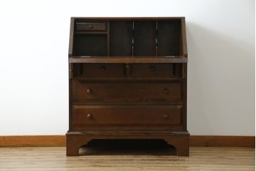 和製ビンテージ　希少!!　松本民芸家具　高島屋記念モデル　落ち着いた佇まいが魅力的なM型ビューロー(ライティングビューロー)　(R-076287)