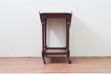 イギリスアンティーク　オーク材　キャスター付きで便利なバタフライテーブル(トロリー、キッチンワゴン、エクステンションテーブル、オーバルテーブル、英国)(R-076291)