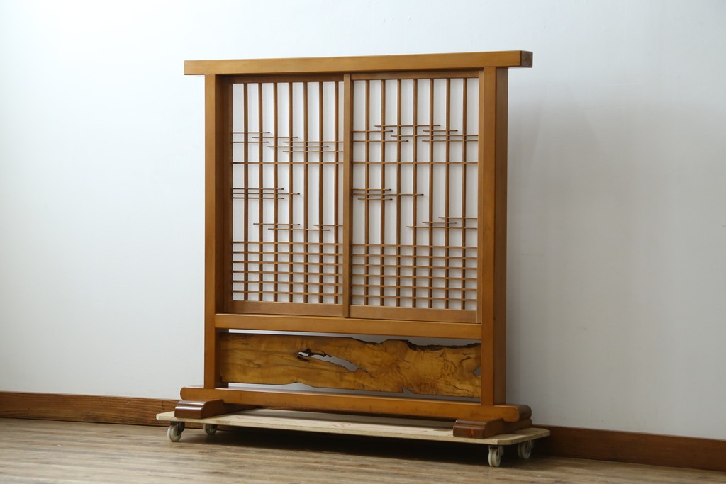 和製ヴィンテージ　上質な和の空間を演出する障子戸付き衝立　(R-076297)