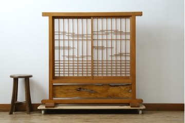 和製ヴィンテージ　上質な和の空間を演出する障子戸付き衝立　(R-076297)