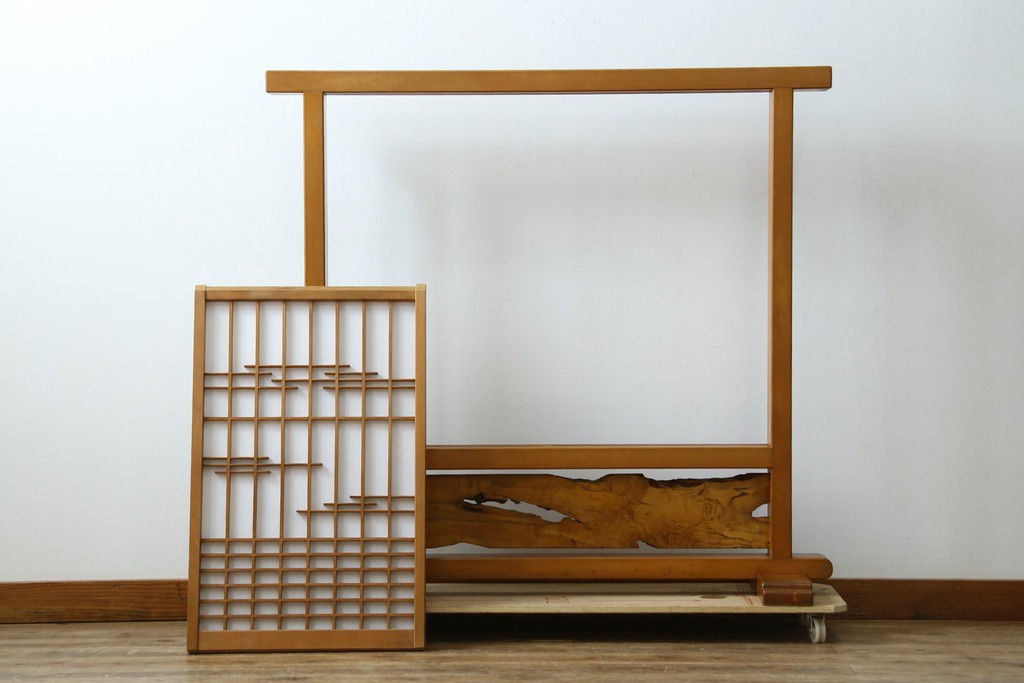 和製ヴィンテージ　上質な和の空間を演出する障子戸付き衝立　(R-076297)