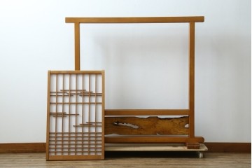 和製ヴィンテージ　上質な和の空間を演出する障子戸付き衝立　(R-076297)