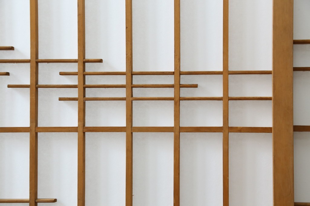 和製ヴィンテージ　上質な和の空間を演出する障子戸付き衝立　(R-076297)