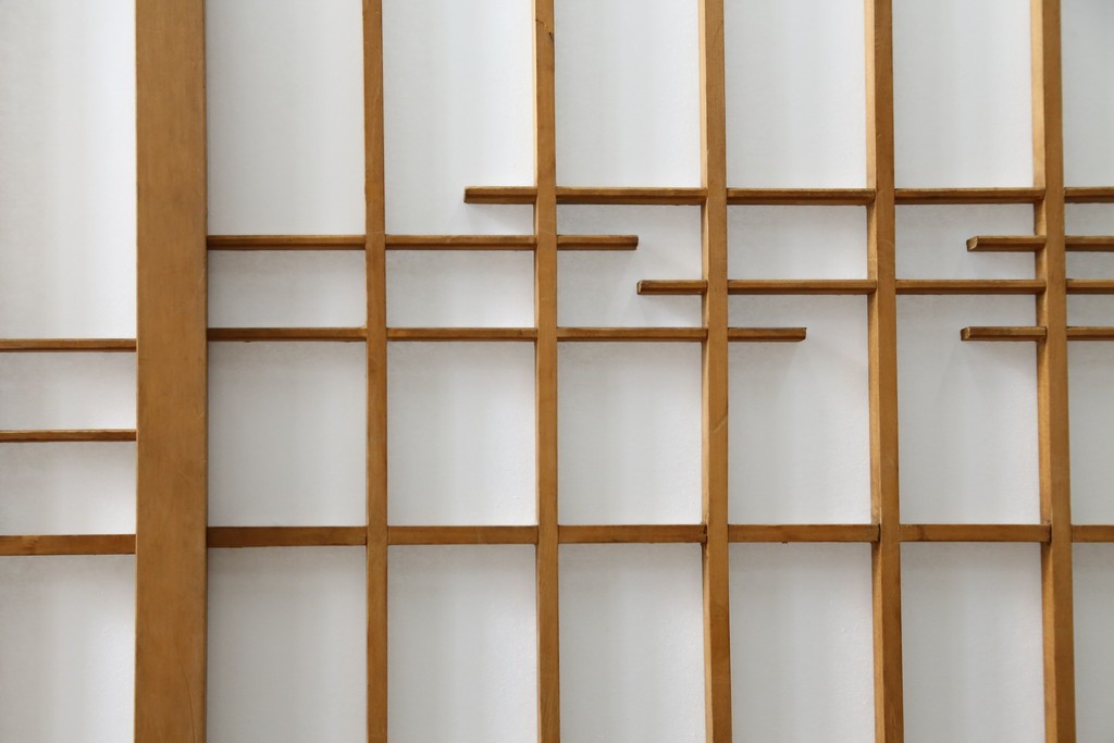 和製ヴィンテージ　上質な和の空間を演出する障子戸付き衝立　(R-076297)