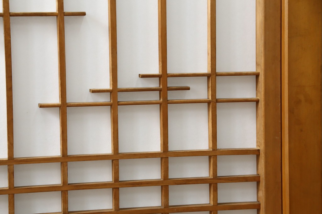 和製ヴィンテージ　上質な和の空間を演出する障子戸付き衝立　(R-076297)