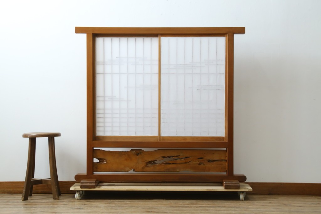 和製ヴィンテージ　上質な和の空間を演出する障子戸付き衝立　(R-076297)