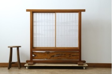 和製ヴィンテージ　上質な和の空間を演出する障子戸付き衝立　(R-076297)