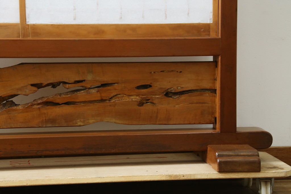 和製ヴィンテージ　上質な和の空間を演出する障子戸付き衝立　(R-076297)