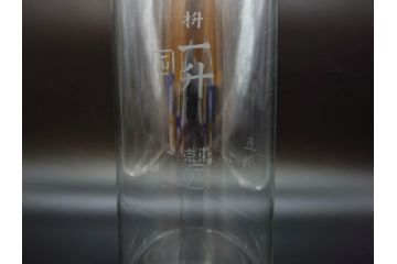 戦前　一升　ガラス　レトロな雰囲気が魅力のメスシリンダー(ビーカー、ガラスビン、硝子瓶、実験器具、枡、液量計)(R-076301)