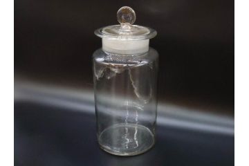 大正〜昭和初期　収納しながらお洒落にディスプレイ!懐かしさ漂う蓋付きガラス瓶(菓子瓶、ガラスビン、硝子、キャニスター、筒型、フタ付き)(R-076302)