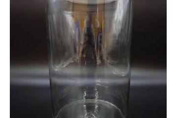 大正〜昭和初期　収納しながらお洒落にディスプレイ!懐かしさ漂う蓋付きガラス瓶(菓子瓶、ガラスビン、硝子、キャニスター、筒型、フタ付き)(R-076302)