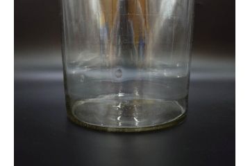 大正〜昭和初期　収納しながらお洒落にディスプレイ!懐かしさ漂う蓋付きガラス瓶(菓子瓶、ガラスビン、硝子、キャニスター、筒型、フタ付き)(R-076302)