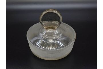 大正〜昭和初期　収納しながらお洒落にディスプレイ!懐かしさ漂う蓋付きガラス瓶(菓子瓶、ガラスビン、硝子、キャニスター、筒型、フタ付き)(R-076302)