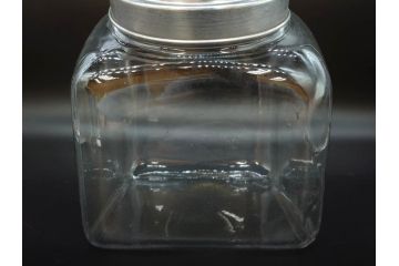 アンティーク雑貨　アルミ蓋　駄菓子屋さんにあるような昔懐かしいガラス瓶2個セット(菓子瓶、ガラスビン、硝子、キャニスター、フタ付き)(R-076303)