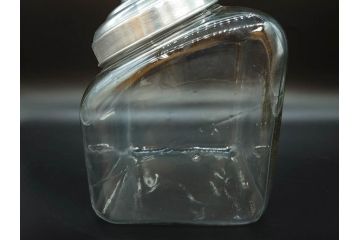 アンティーク雑貨　アルミ蓋　駄菓子屋さんにあるような昔懐かしいガラス瓶2個セット(菓子瓶、ガラスビン、硝子、キャニスター、フタ付き)(R-076303)