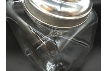 アンティーク雑貨　アルミ蓋　駄菓子屋さんにあるような昔懐かしいガラス瓶2個セット(菓子瓶、ガラスビン、硝子、キャニスター、フタ付き)(R-076303)