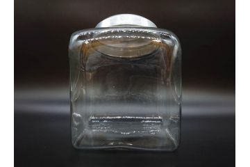 アンティーク雑貨　アルミ蓋　駄菓子屋さんにあるような昔懐かしいガラス瓶2個セット(菓子瓶、ガラスビン、硝子、キャニスター、フタ付き)(R-076303)