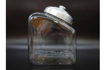 アンティーク雑貨　アルミ蓋　駄菓子屋さんにあるような昔懐かしいガラス瓶2個セット(菓子瓶、ガラスビン、硝子、キャニスター、フタ付き)(R-076303)