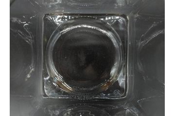 アンティーク雑貨　当時物　デッドストック　アルミ蓋　大・小　お洒落なディスプレイが叶うレトロなガラス瓶2個セット(角型、角瓶、キャニスター、ガラスビン、菓子瓶、硝子、フタ付き)(R-076304)