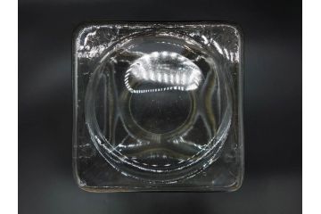 アンティーク雑貨　当時物　デッドストック　アルミ蓋　大・小　お洒落なディスプレイが叶うレトロなガラス瓶2個セット(角型、角瓶、キャニスター、ガラスビン、菓子瓶、硝子、フタ付き)(R-076304)
