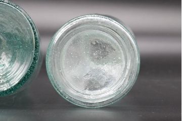 大正〜昭和初期　お洒落なディスプレイに活躍するガラス瓶5点セット(ボトル、ガラスビン、硝子、薬瓶、花瓶、花入、花器)(R-076305)