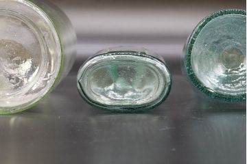 大正〜昭和初期　お洒落なディスプレイに活躍するガラス瓶5点セット(ボトル、ガラスビン、硝子、薬瓶、花瓶、花入、花器)(R-076306)